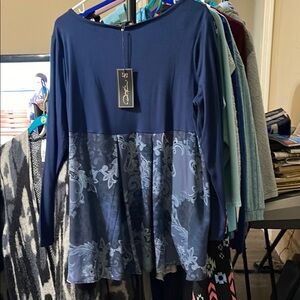 Elegant Blue Long Sleeve Top